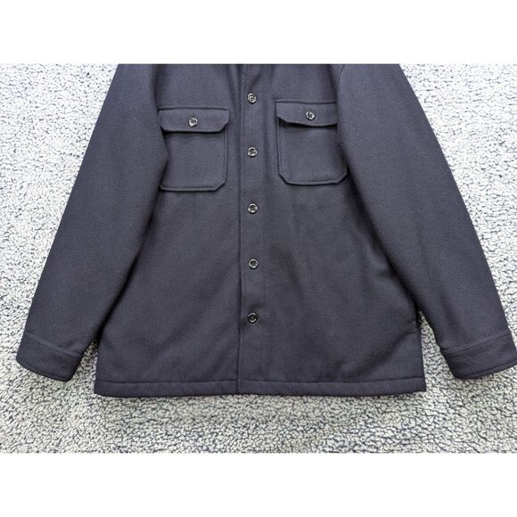 VTG GAP 100% Wool Quilt Lined Jacket Mens LG Button Pea Coat Classic Winter Blue - Picture 5 of 8